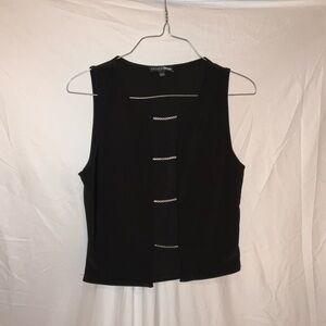 Black Sleeveless Tank with Button-Trim Front
